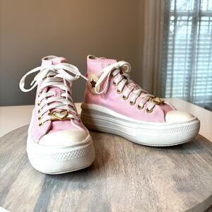 Converse Chuck Taylor Platform High Top Move Pink Heart Canvas Sneakers Size 5.5